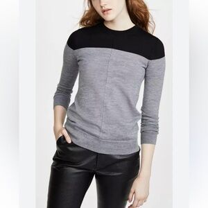 Club Monaco Mackenzie Black Gray Merino Wool Sweater XS